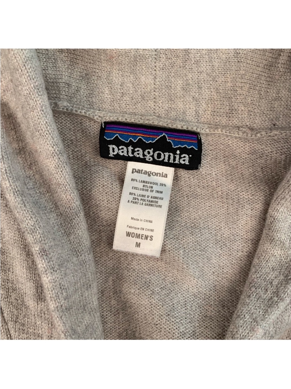 Patagonia Gray Cardigan with Pink and Black Stripe Accents - Picture 3 of 4